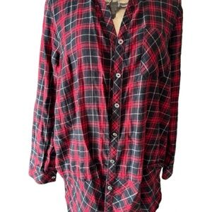 J. Jill Red and Black Plaid Shirt